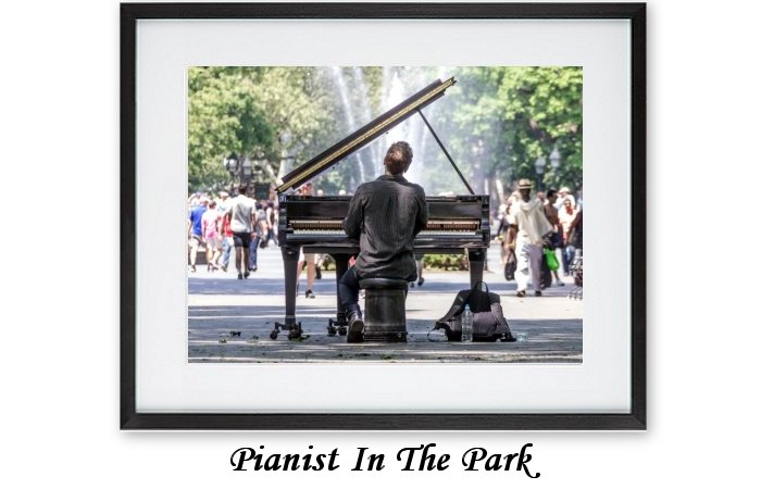 Pianist In The Park Framed Print